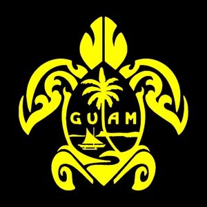 Yellow Guam Flag Turtle 5.8Wx6H Premium permanent vinyl decal